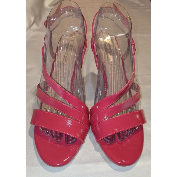 Antonio Melani Raspberry Pink Patent Leather Strappy Heels Sandals Size 8.5 - Picture 3 of 10